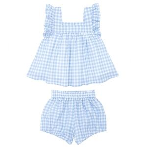 Minnow Swim 2T blue gingham bloomer set - gently used condition